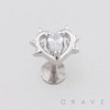 THORNED HEART TEAR DROP CZ 316L SURGICAL STEEL THREADLESS PUSH-PIN LABRET SET